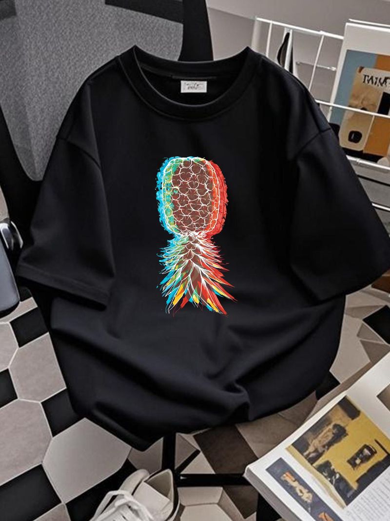 Camiseta de piña al revés, estilo swinger, estilo vaporwave, unisex, elástica, elegante, de diseñador para verano, ropa de calle, ligeramente versátil._voghion.com