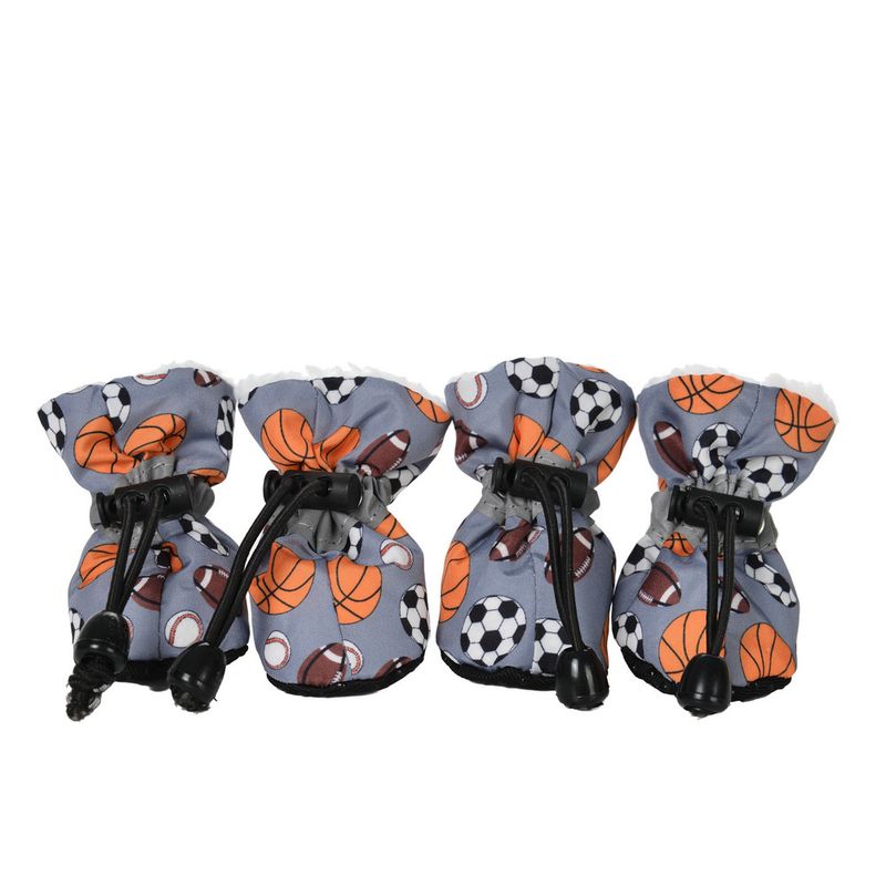 New Dog Autumn Winter Printed Fleece Lined Warm Reflective Non-Slip Shoe Covers Puppy Socks Pet Shoes_voghion.com