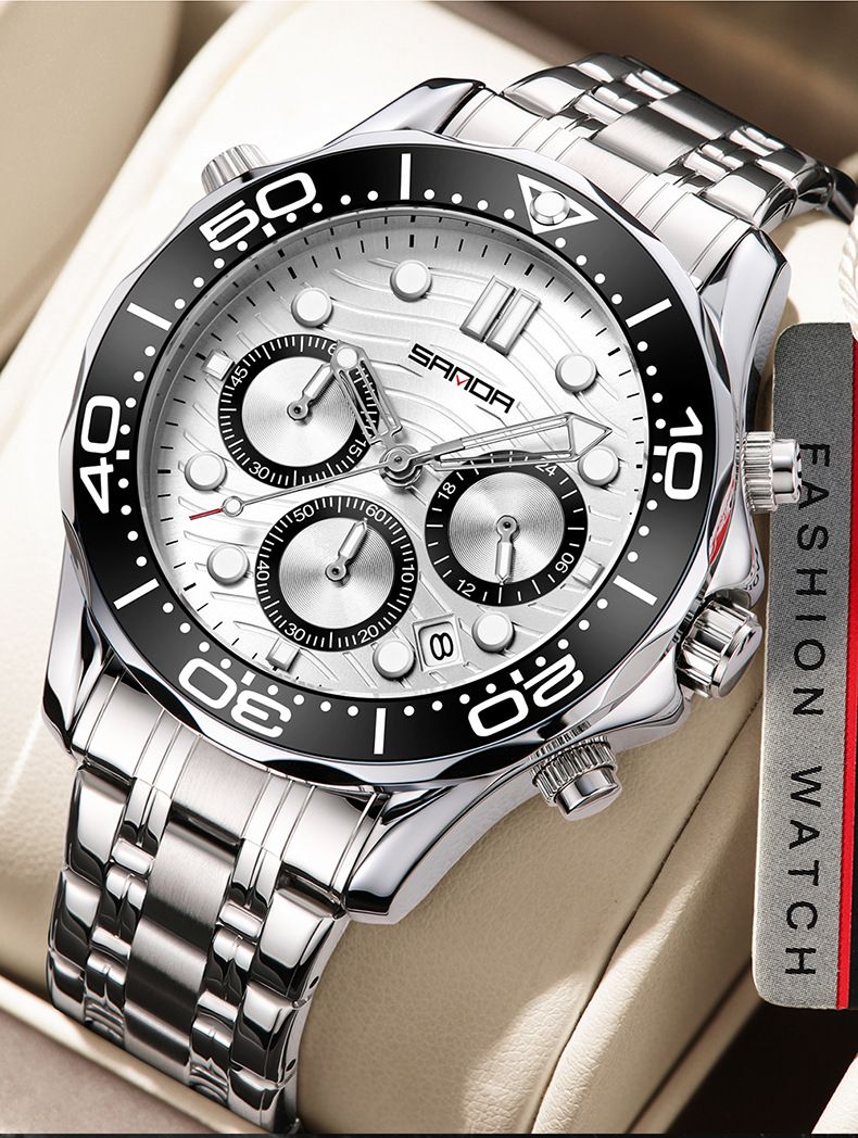 Men's Stainless Steel Quartz Watch With Date Display, Luminous Hands, And 30M Water Resistance - Fashionable Round Dial Wristwatch Waterproof_voghion.com