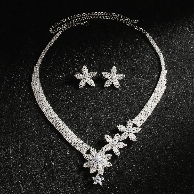 Earring High-End Full Diamond Inlaid Necklace For Banquet Jewelry Set_voghion.com