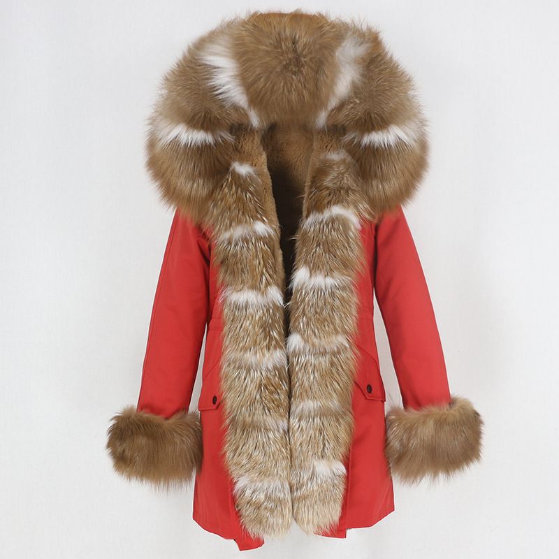 Women's Clothing hot sale winter parka for women with detachable fox fur collar lining fashionable warm ladies mid length coat_voghion.com