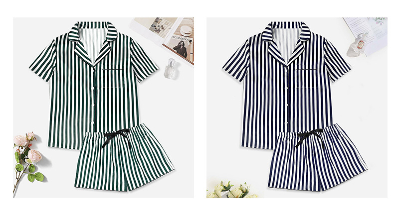High-quality satin stretch ice silk comfortable home wear short-sleeved shorts pajamas best-selling_voghion.com