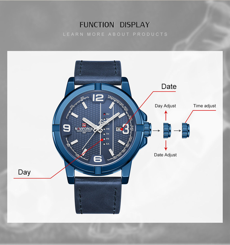 NAVIFORCE/Lingxiang 9177 Waterproof Quartz PU with Calendar Men's Business Watch_voghion.com