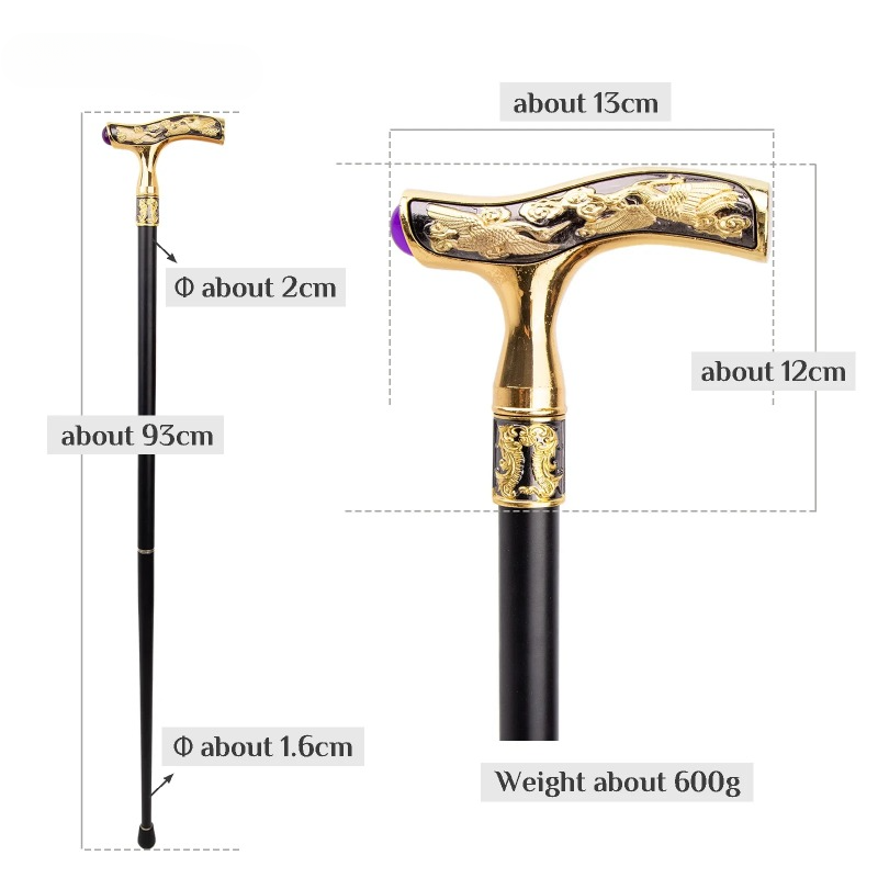 Colorful Gemstone Fashion Decorative Walking Stick Gentleman Elegant Cosplay Cane Knob Crosier 93cm_voghion.com
