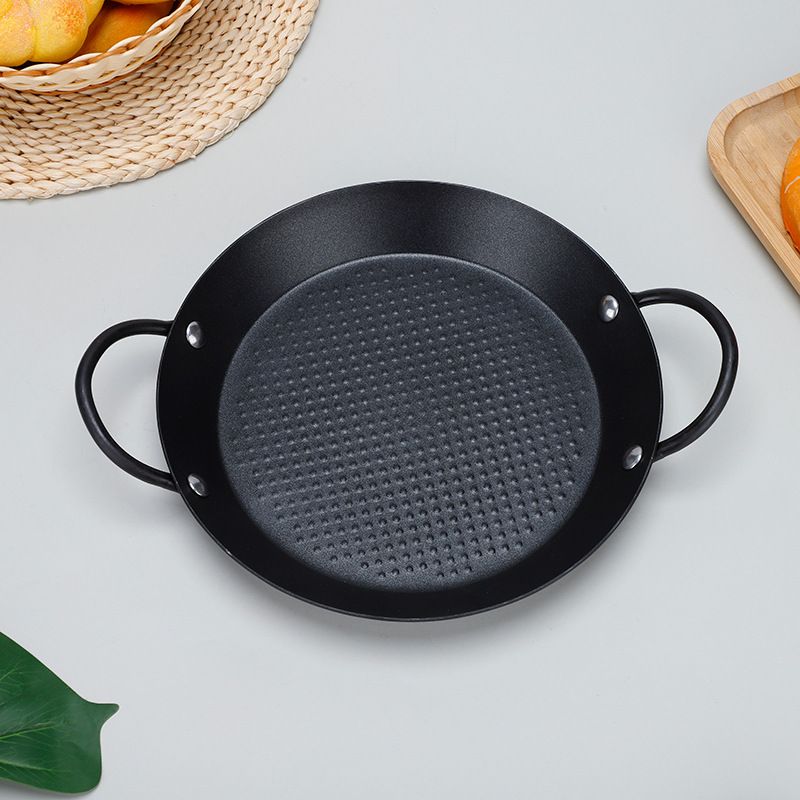 Korean Style Thickened Grill Cast Iron Baking With Wooden Board For Home Electric Stove Round Steak Grilling Pan_voghion.com