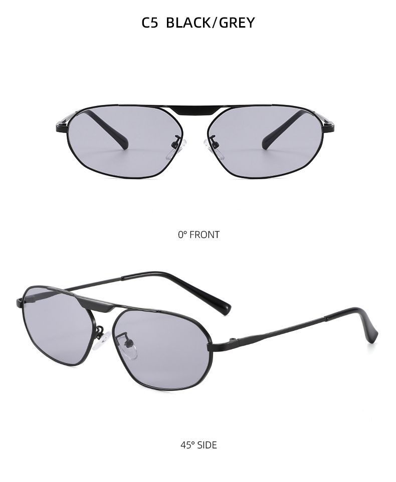 Metal Single Beam Large Frame Polygonal Sunglasses For Women Retro Simple European And American Ins Street Shooting Beach Sunshade Sunglasses Trend_voghion.com