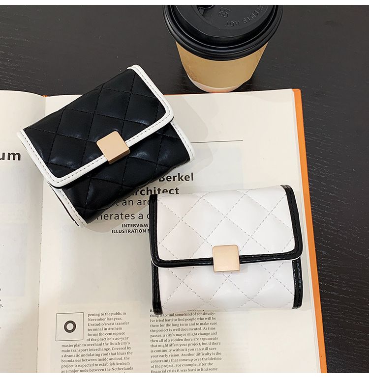 Portafoglio piccolo con diamanti alla moda, porta carte, porta monete, borsa per studenti, stile college, piccola borsa, porta carte, borsa porta carte_voghion.com