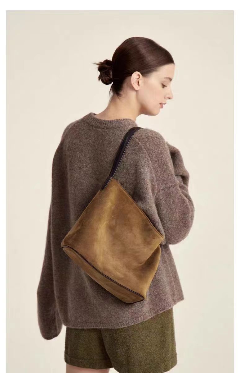 Live Lazy Tote mit großem Fassungsvermögen Wildleder Hobo Umhängetasche C344_voghion.com