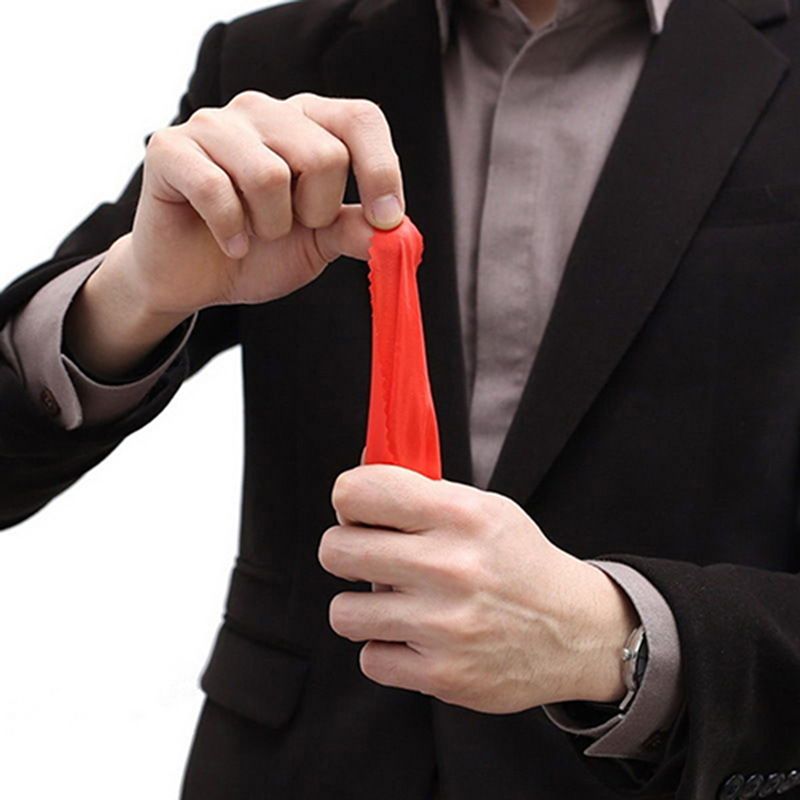 Accessoires de tour de magie, gros plan, disparition, pointe du pouce en plastique + soie rouge_voghion.com