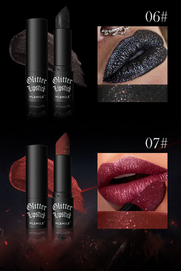 Batom Matte Antiaderente com Glitter Explosivo e Diamante, Maquiagem de Halloween com Vampiro Sombrio
_voghion.com