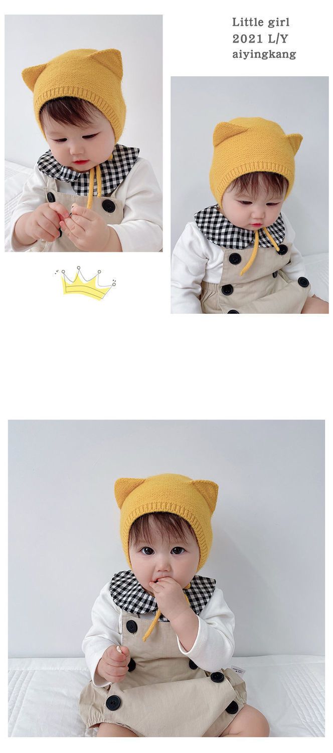 Cappelli per bambini Cappello per bambini Autunno e inverno nuovo simpatico cappello di protezione per le orecchie cappello pullover per bambini cappello lavorato a maglia per bambini_voghion.com