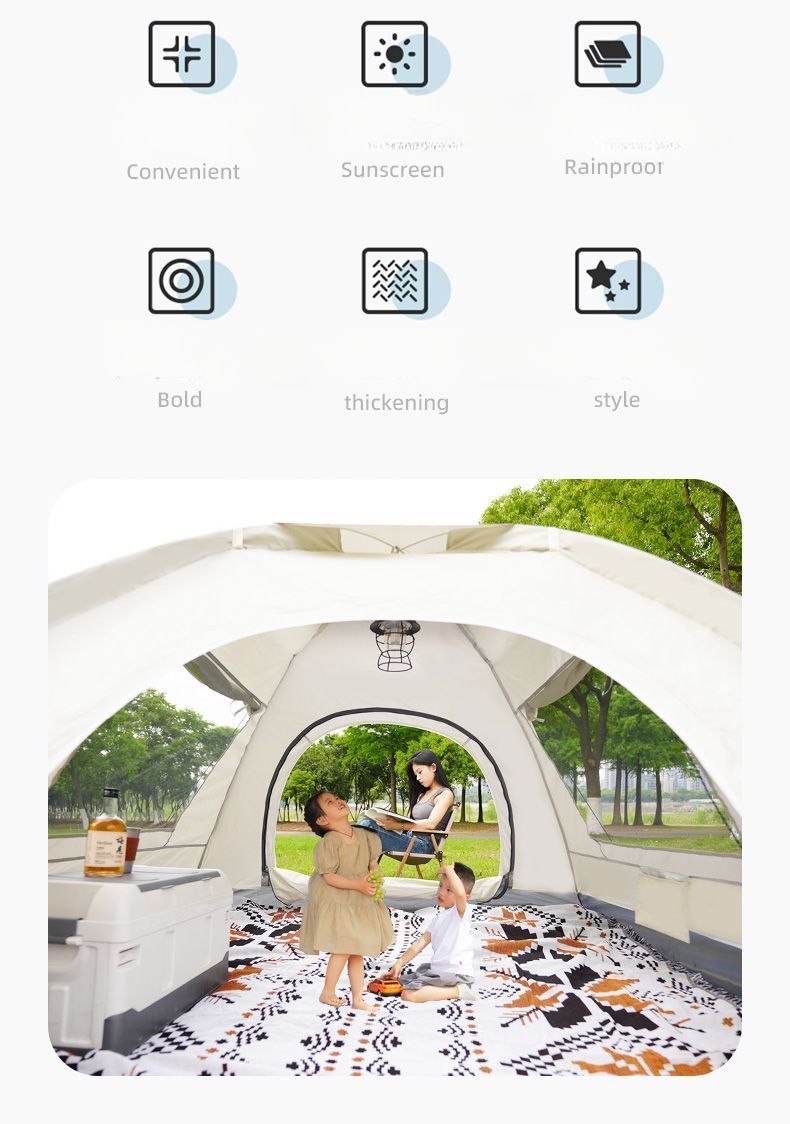 Tent 2-Person Thickened Equipment Portable Automatic Pop-Up 3-4 Person Camping Outdoor Rainproof Beach Sunshade_voghion.com