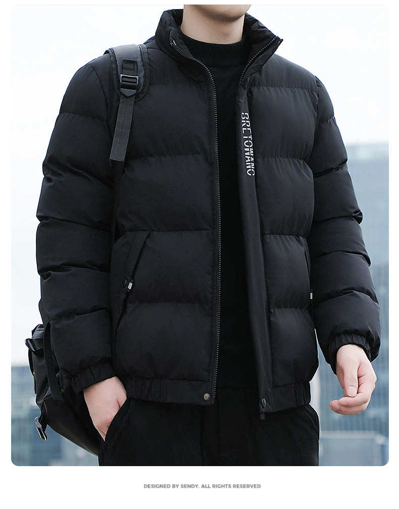 Veste matelassée en coton décontractée imprimée à la mode pour hommes avec manteau chaud à col montant_voghion.com