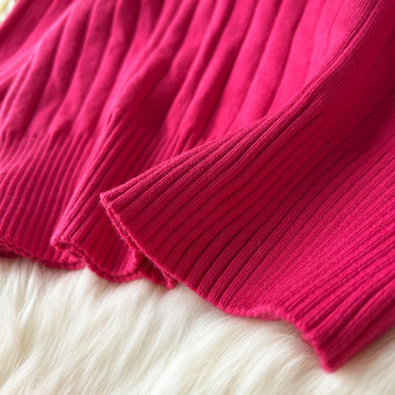 Pull côtelé à col haut pour femme, pantalon large taille haute, style décontracté, costume deux pièces_voghion.com