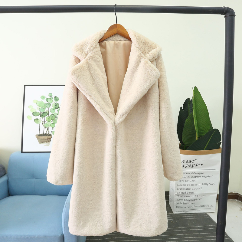 Damenbekleidung, Nachahmung aus Kaninchenfell, Anzug, Nachahmung, Pelzmantel, Kleidung, lockeres, flauschiges, weiches Kaninchenfell_voghion.com