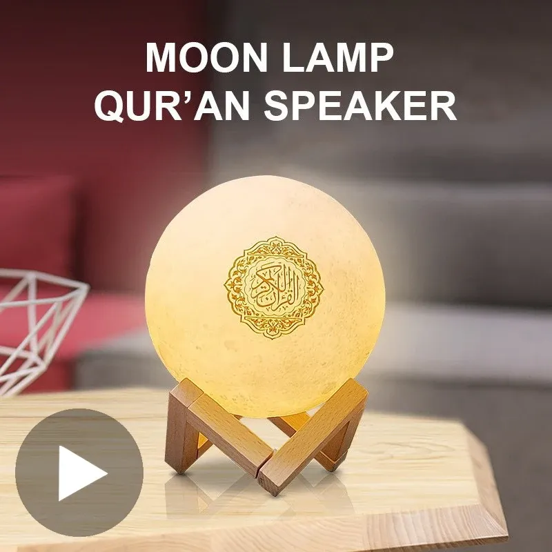 Mini veilleuse musulmane lumineuse sacrée, boîte à lampe Coran, cadeau Coran, Azan, haut-parleur Bluetooth sans fil, son portable Blutooth_voghion.com