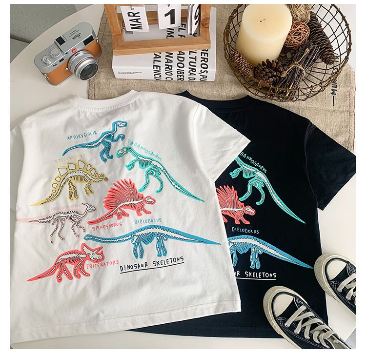 Camisetas modernas y versátiles para niños de tallas medianas y grandes, camisetas de manga corta con estampados luminosos y modernos para niños y niñas._voghion.com