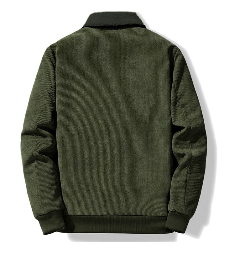 Neue Cordjacke Herren Winter Stehkragen Lammfellfutter Warme Jacke Herren Fleecegefüttert Verdickt Trendy_voghion.com