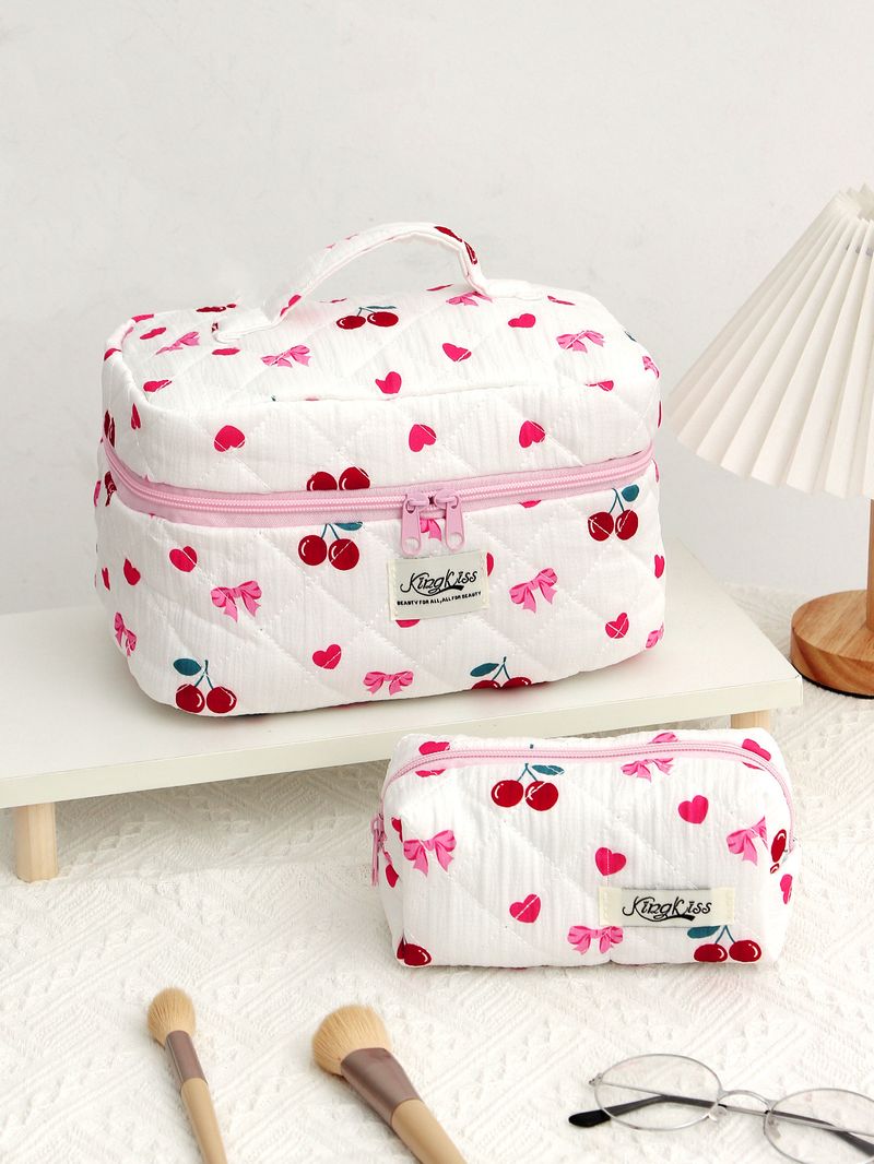 Gepäck Schmetterling Kirsche Baumwolltuch Große Kapazität Kosmetiktasche Aufbewahrungstasche Waschbeutel Gesteppte kleine Tasche_voghion.com