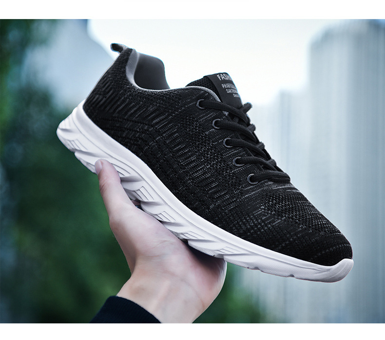 Scarpe da ginnastica da uomo alla moda in maglia con lacci, scarpe da ginnastica da passeggio per corsa atletica all'aperto_voghion.com