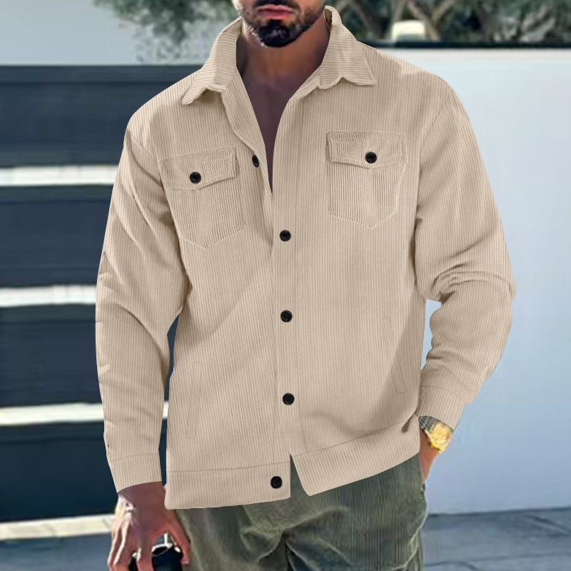 Men's Corduroy Jacket – Single-Breasted Notch Lapel, Breathable & Wrinkle-Resistant, Multi-Pocket Casual Blazer (S-XXXL, Autumn Essential)_voghion.com