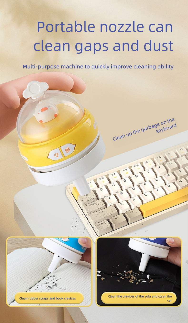 Electric USB Rechargeable Desktop Vacuum Eraser Sweeper Night Light Household Keyboard Dust Cleaner_voghion.com