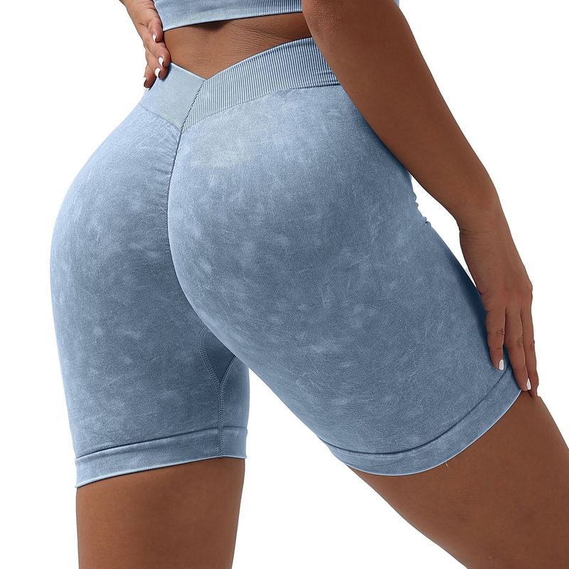 Vêtements pour femmes, nouveaux shorts de fitness taille haute délavés, respirants, pour le sport, le cyclisme, le yoga, trois-quarts_voghion.com