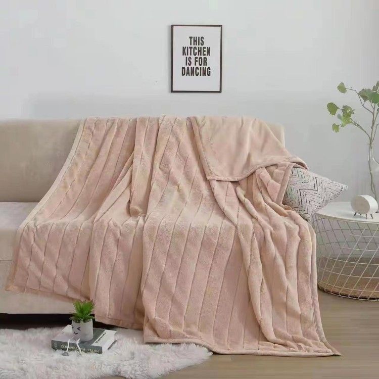 Coperta jacquard doppia simile alla pelliccia di coniglio, semplice copridivano, coperta per il pisolino_voghion.com