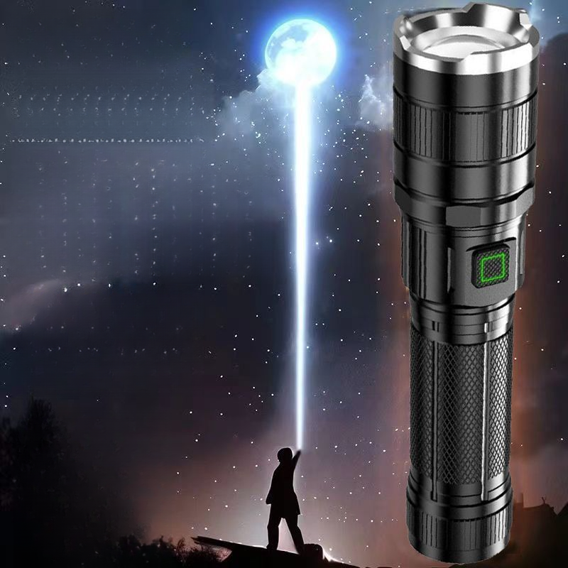 High Brightness Flashlight Laser Ultra Bright Outdoor Range Rechargeable LED Searchlight Long Battery Life Zoomable_voghion.com