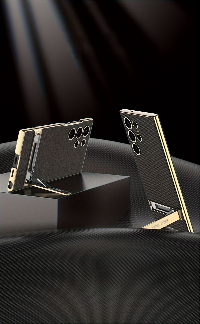 S24 Ultra Case - Premium Leather Bracket Phone Case With Holder - Protective Cover For S24 Ultra_voghion.com
