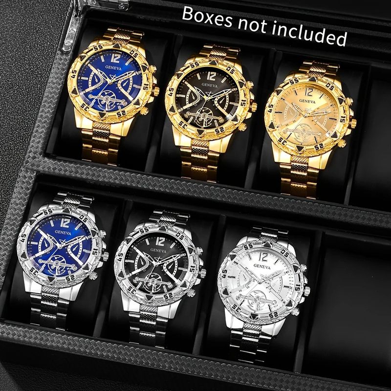 Men's High End Business Quartz Watch With Large Dial, Men's Steel Belt Watch, Men's_voghion.com