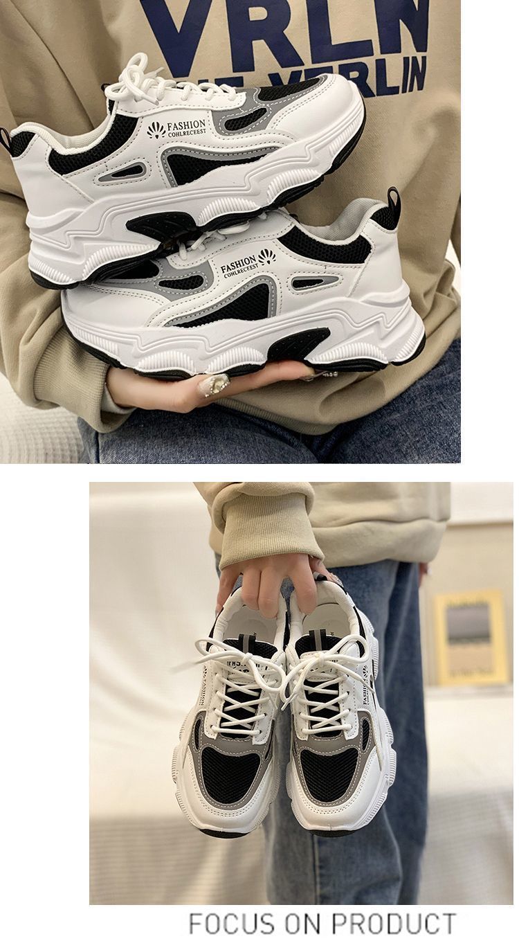 Daddy-Schuhe für Damen, neuer leichter Stil, atmungsaktives Mesh, Studenten-Sportschuhe, vielseitige, lässige weiße Schuhe_voghion.com