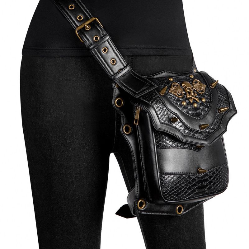 Borsa a tracolla da motociclista steampunk piccola con catena da donna_voghion.com