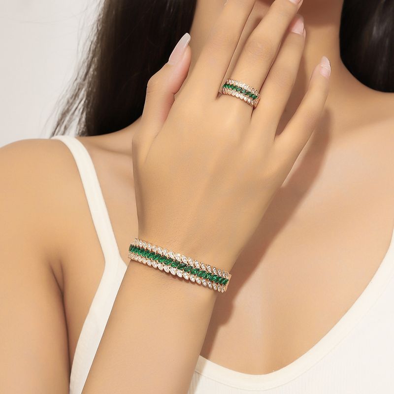 Women's Jewelry Fashion Luxury Full Diamond Bracelet Ring Set Simple High End Sense Of Versatile Jewelry_voghion.com