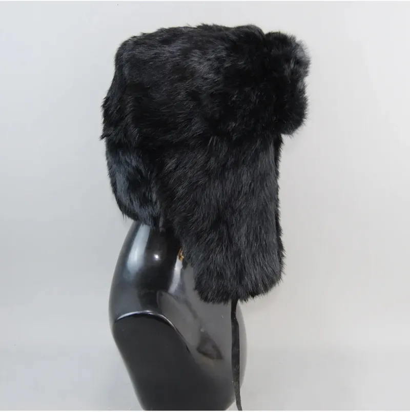 BeanieSkull Boné Masculino Bomber Natural com Protetores de Orelha Inverno Unissex Quente Chapéu Ushanka Russo Chapéus de Pele de Coelho Verdadeira 231017_voghion.com