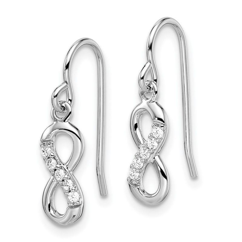 Sterling Silver Rhodium-plated With CZ Infinity Shepherd Hook Earrings_voghion.com