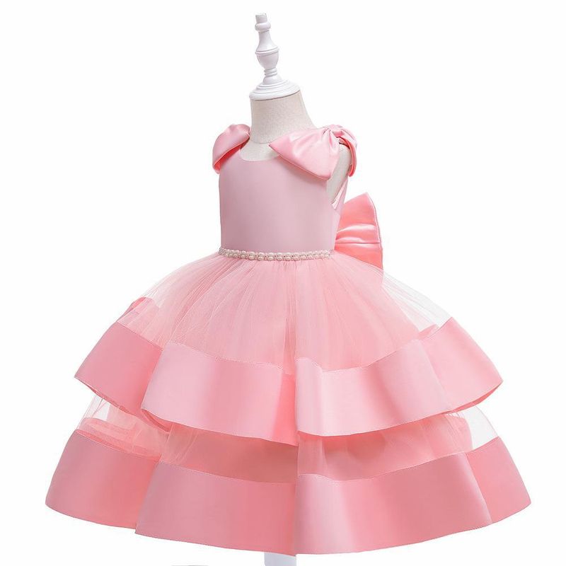 Mutter & Kinder Prinzessin Kleid Kleine Kinder Rock Bogen Ärmel Blumenmädchen Kleid Leistung Kostüm_voghion.com