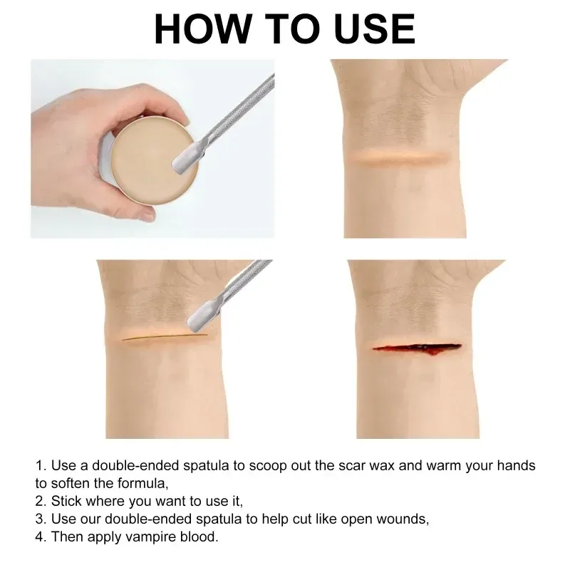 Sada na líčení SFX, jizvy, vosk, pódium, rány, kůže, párty, krev, malování jizev, halloween, speciální efekty, sada na líčení_voghion.com