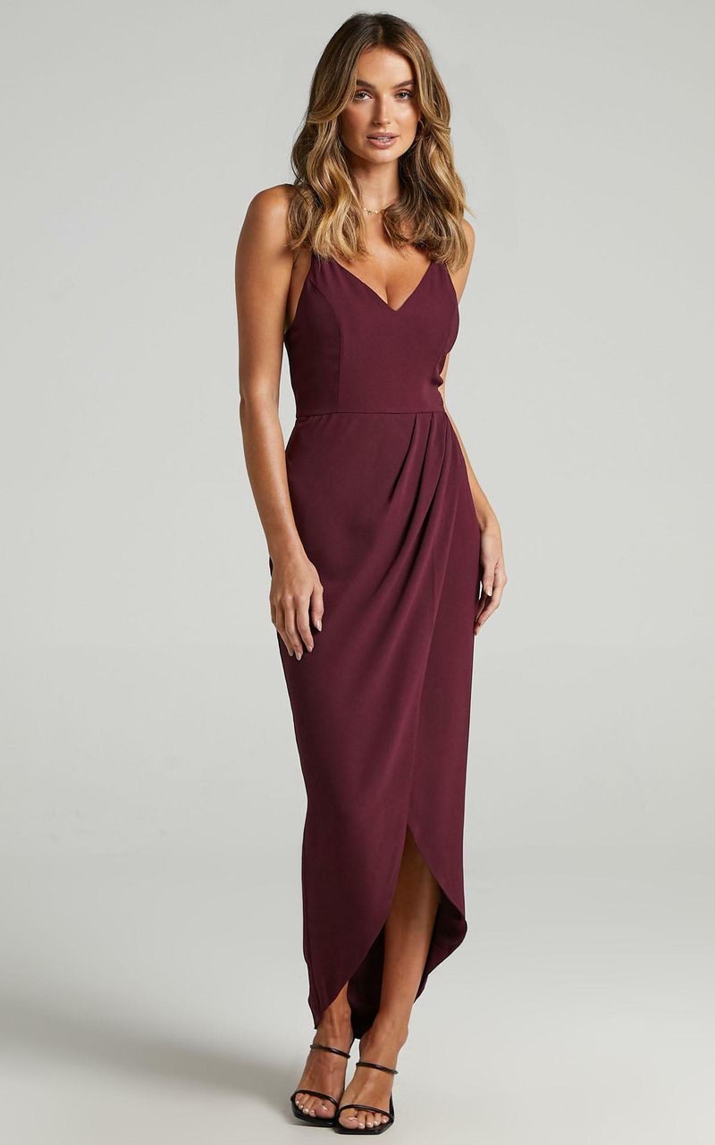 Abito elegante asimmetrico con volant e vita alta con scollo a V da donna - Abito midi aderente in maglia senza maniche per donna, dall'ufficio alla festa, disponibile_voghion.com
