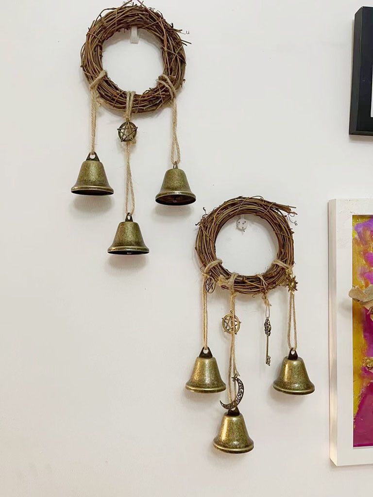 Wiccanklocka vindklocka dörrkrok hängande häxklocka möbler innergård trädgård bohemisk heminredning_voghion.com