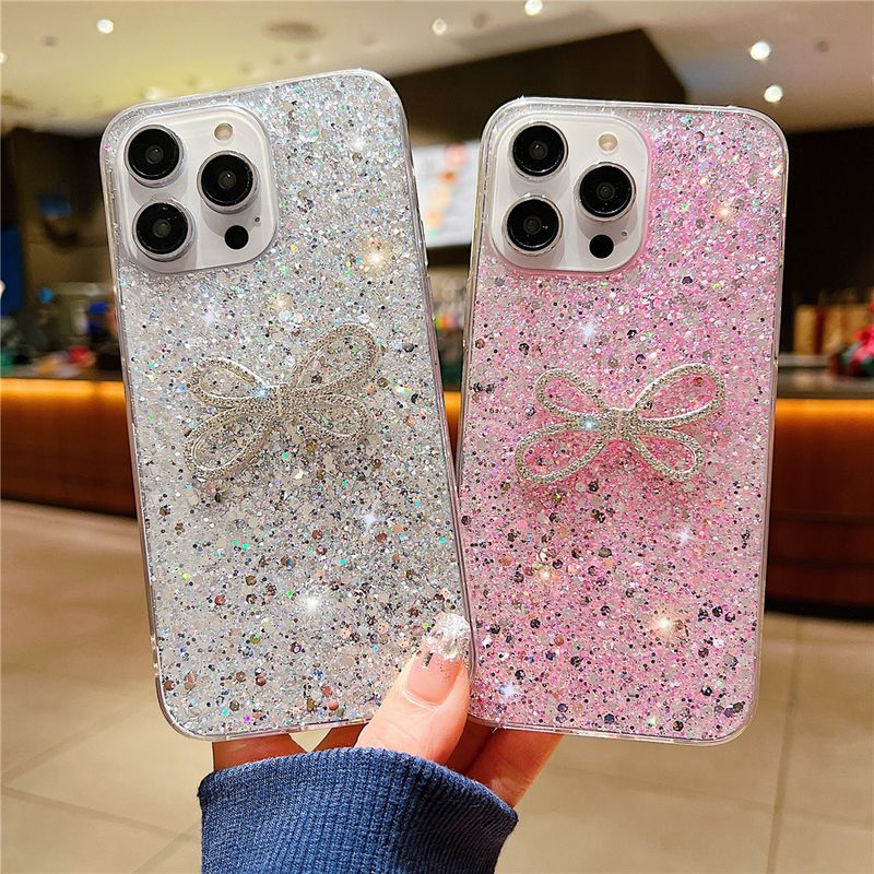 Custodia per telefono con paillettes e fiocco di diamanti per Samsung A54 A34 A24 A14 A04 A53 A33 A13 A52 A32 A22 A51 A35 A55 Cover in silicone_voghion.com