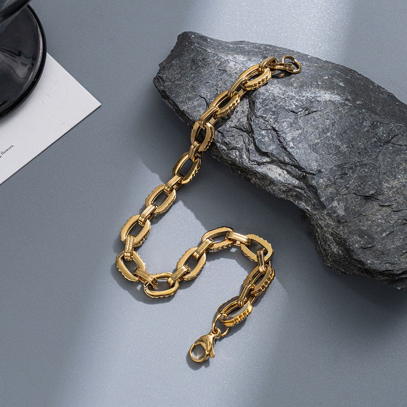 Nuovo bracciale in acciaio inossidabile stile Ins per uomo, gioielli con catena in oro e personalità alla moda hip-hop_voghion.com