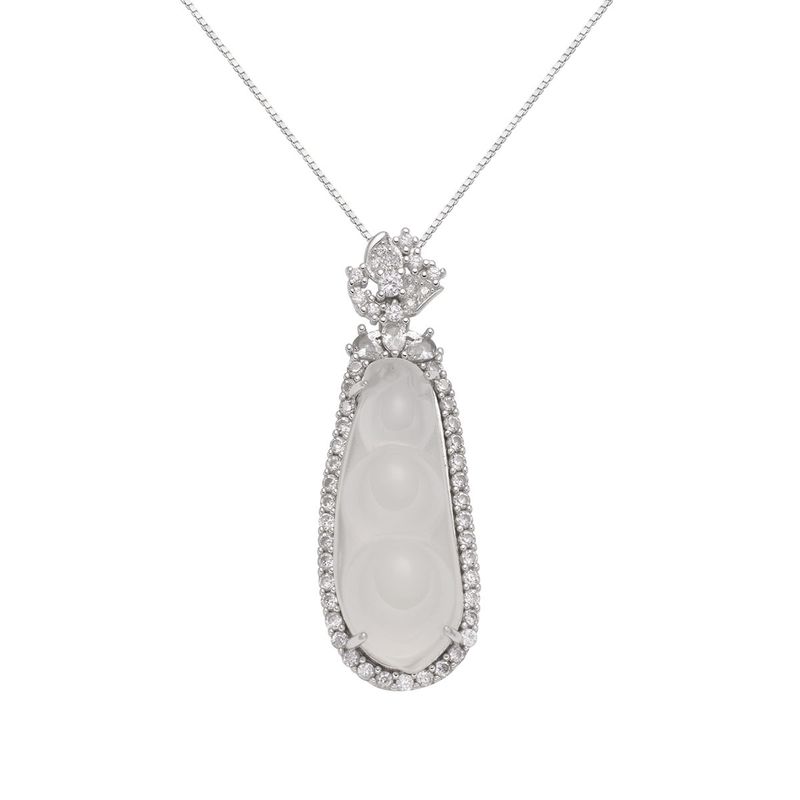 Collana con ciondolo a forma di fagiolo in calcedonio, stile cinese, in argento puro, con quattro stagioni, tendenza nazionale, moda versatile da donna_voghion.com
