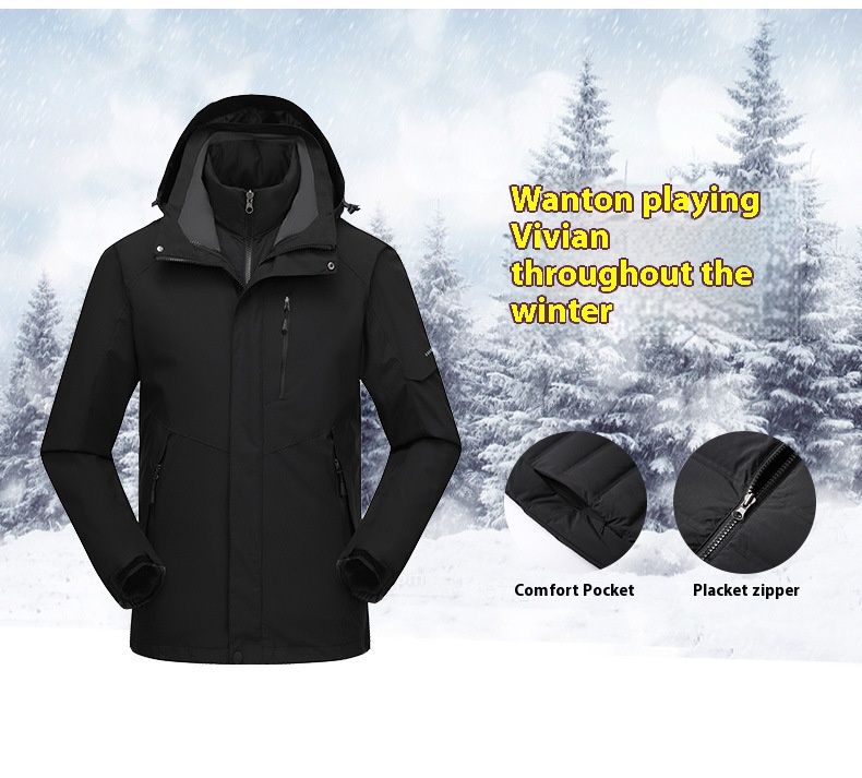 Autumn and winter assault suit two-piece set, three in one detachable unisex sports warm mountaineering hooded jacket,_voghion.com