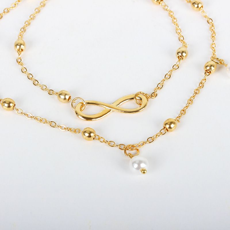 Moud waarm verkafen Perl 8-Wuert Fousskett Bijouen Fraen handgemaachte Perlen Duebelkette Foussschmuck Strand Foussschmuck_voghion.com