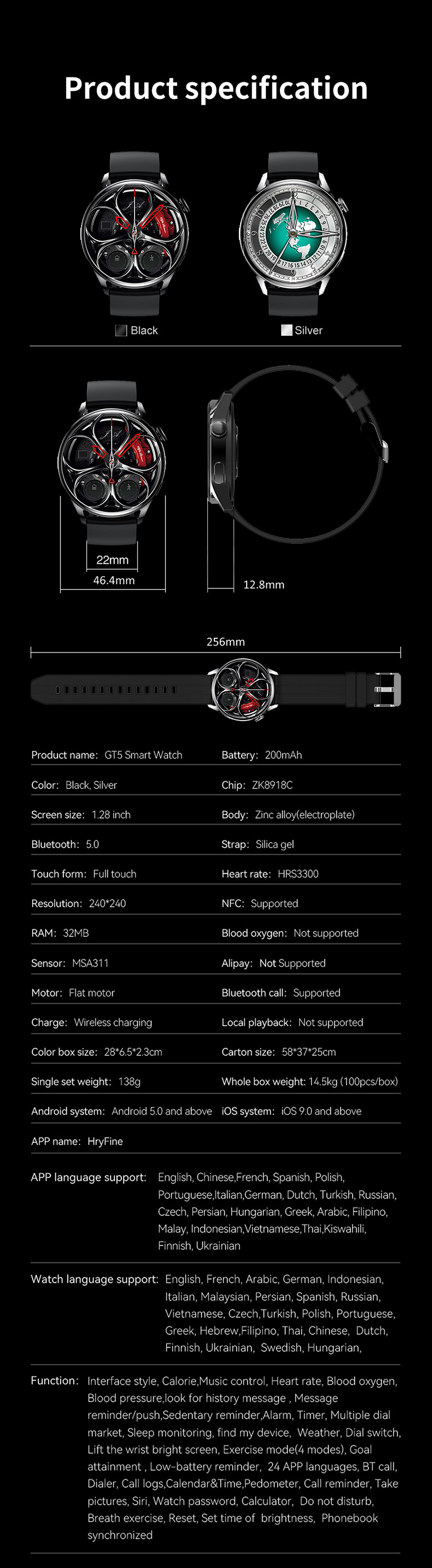Smart Watch - Chiamate Bluetooth, Fitness Tracker, Monitoraggio della frequenza cardiaca e dell'ossigeno nel sangue, Impermeabile per uomini e donne_voghion.com