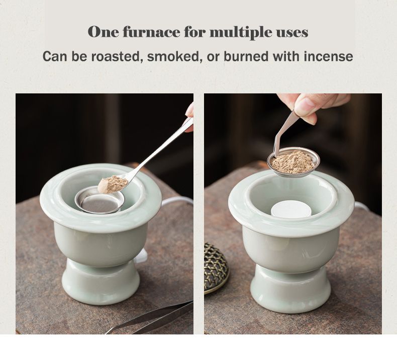 Bruciatore di incenso elettrico ad alta temperatura Celadon, riscaldamento con regolazione della temperatura temporizzata, bruciatore di aromi elettronico specializzato da 110 V_voghion.com