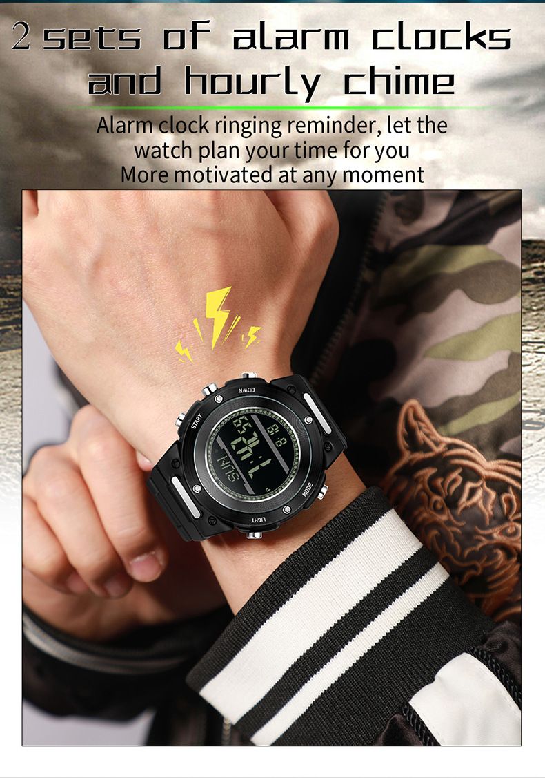 Multifunctional Sports Watch With Altimeter, Barometer, Pedometer, Compass, Temperature, And Waterproof For Outdoor Hiking, Running, And Daily Use_voghion.com