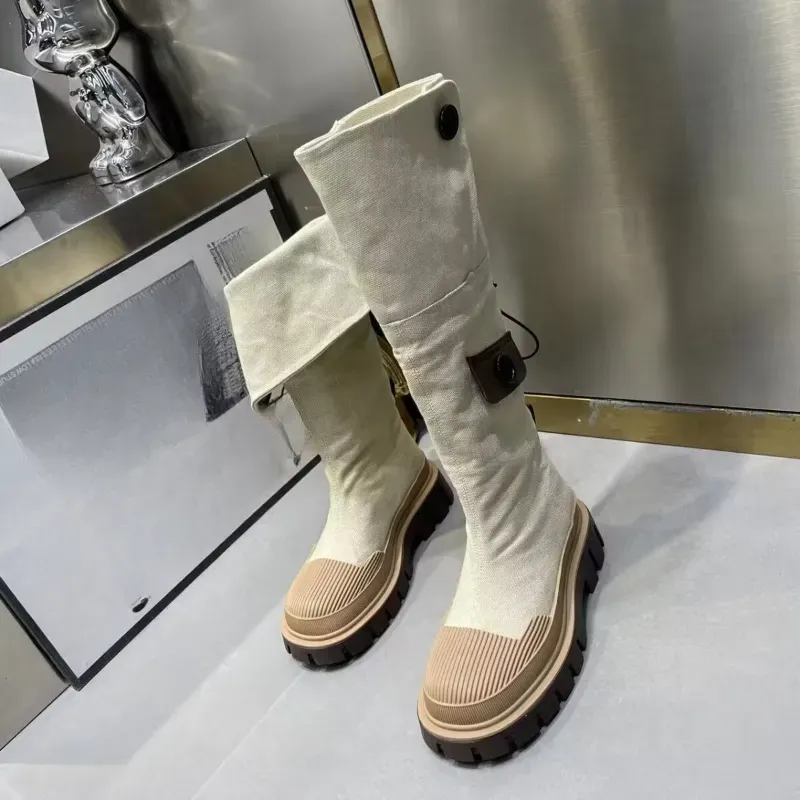 Retro Denim Chunky Platform For Women 2024 Autumn Patchwork Western Style Cowboy Boots Woman Thick Heels Mid Calf Botas_voghion.com