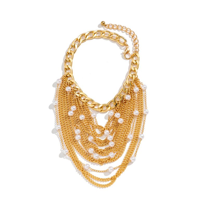 Schuhzubehör Schmuck Temperament Mehrschichtige Quaste Hip Hop Fußkette Für Frauen Übertrieben Perle Geometrische Kette Schuhkette_voghion.com